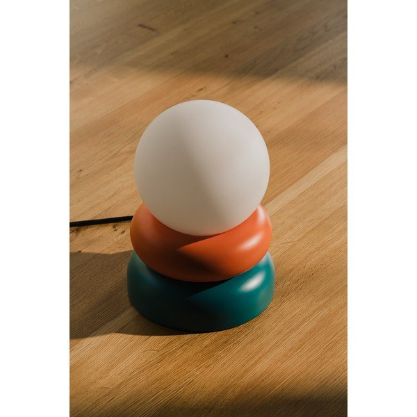 Täispuidust laualamp petrooleumi/oranži värvi klaasist varjundiga (kõrgus 24 cm) Otem - noo.ma-image-4