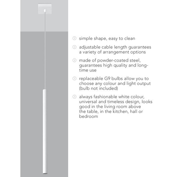 Valge rippvalgusti Single Fideus - Sollux-image-4