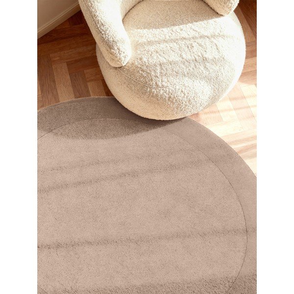 Beež käsitsi kootud ümmargune villasegu vaip ø 150 cm Kivi - Villeroy&Boch-image-1