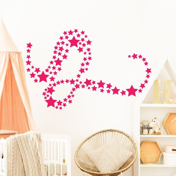 Komplekt 100 roosa laste seinakleebised Tähed - Ambiance
