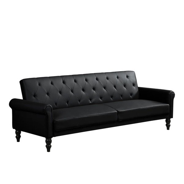Must lamav/kokkupandav kunstnahast diivan 222 cm Tyne - Støraa-image-2