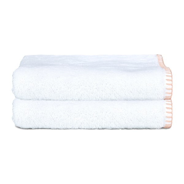 Sada 2 ručníků Whyte 50x90 cm, bílá/lososová