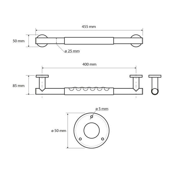 Seinale paigaldatav roostevabast terasest vannitoa käepide 45,5 cm - Sapho-image-1