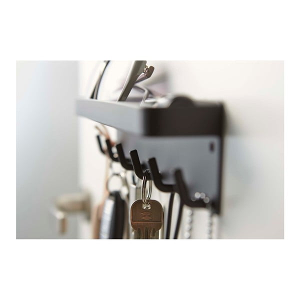 Must seinale paigaldatav võtmehoidja koos riiuliga Smart - YAMAZAKI-image-3