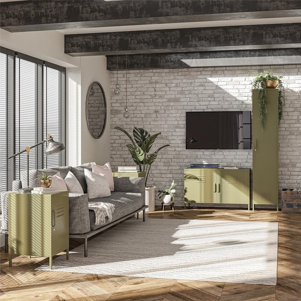 Khaki värvi metallist öökapp Bradford - Støraa-image-1