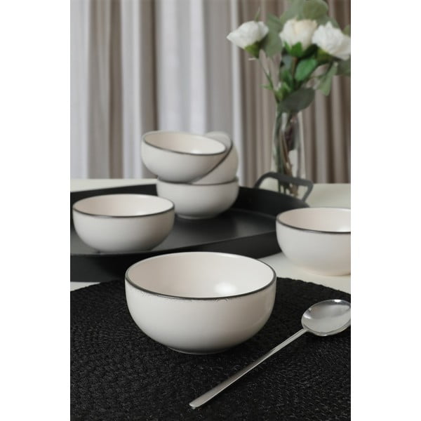 Valged keraamilised kausid, 6tk komplektis - Hermia-image-1