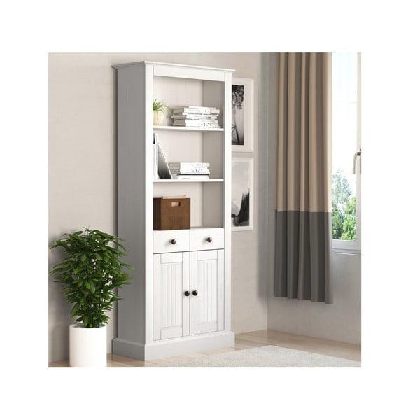 Valge männipuidust raamaturiiul 181x31 cm Mille - Støraa-image-1