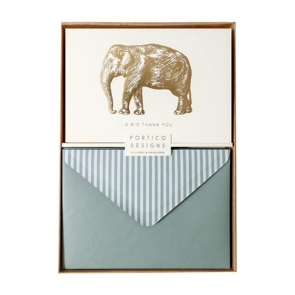 Sada 10 komplimentek s obálkami Portico Designs FOIL Big Elephant
