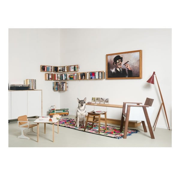 Knižní police z dubového dřeva das kleine b b4, výška 25 cm-image-4