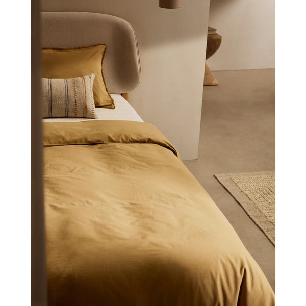 Kollane puuvillane tekikott kahekohalisele pikendatud voodile 260x240 cm Sifinia - Kave Home-image-2