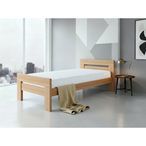 Pöögipuidust üheinimesevoodi liistudest raamiga 90x200 cm naturaalses värvitoonis Fiorentino - B.E.S.-image-1