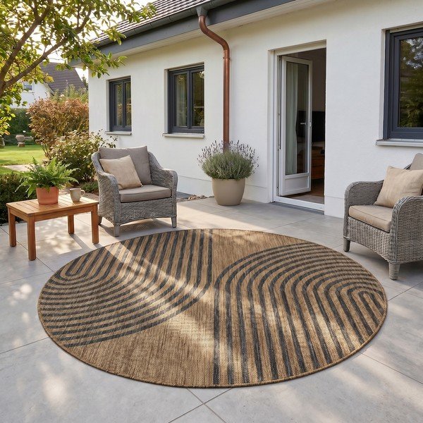 Must/pruun ümmargune sise- ja õuevaip ø 160 cm Mira 1453 - Ayyildiz Carpets-image-1