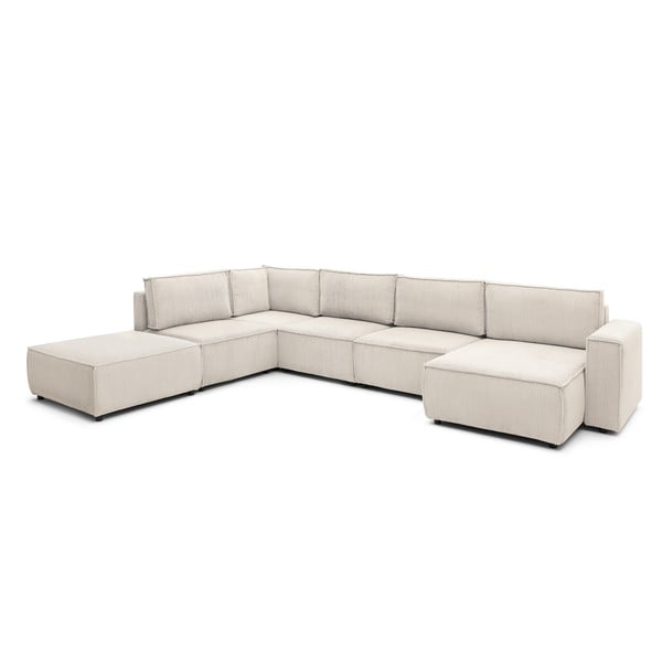 Kreem velvetist U-kujuline diivan, vasak nurk  Nihad modular - Bobochic Paris-image-3