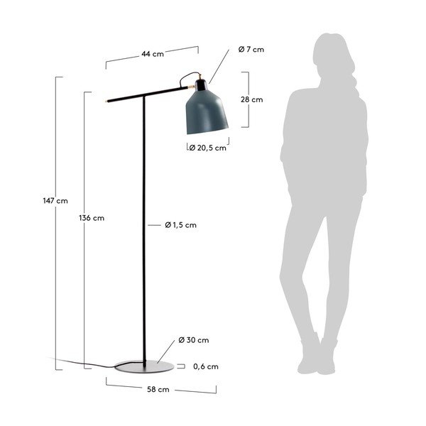 Petrooleumivärvi põrandavalgusti metallist varjuga (kõrgus 147 cm) Olimpia - Kave Home-image-3
