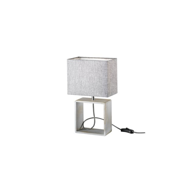 Šedá stolní lampa z přírodního dřeva a tkaniny Trio Tick, výška 34 cm