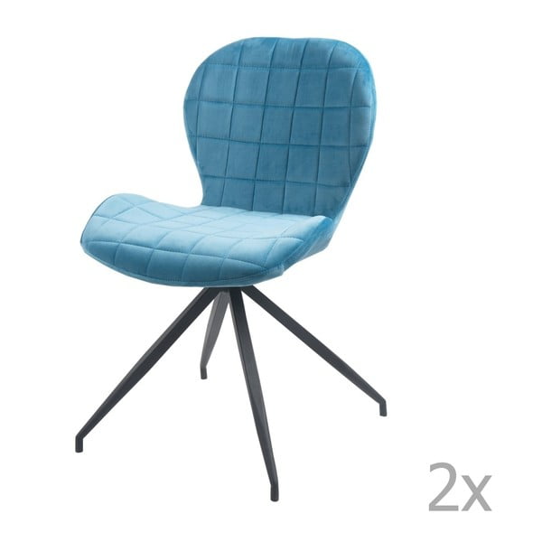Sada 2 světle modrých jídelních židlí Blues
