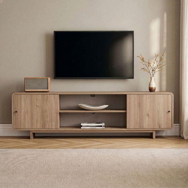 Heleda naturaalse tammepuust televiisorilaud 180x52x34 cm Mirel - Nordure-image-1