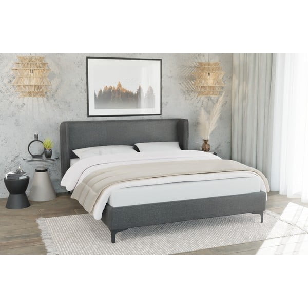 Tumehall polsterdatud üheinimesevoodi voodipõhjaga 90x200 cm Basti - Ropez-image-3