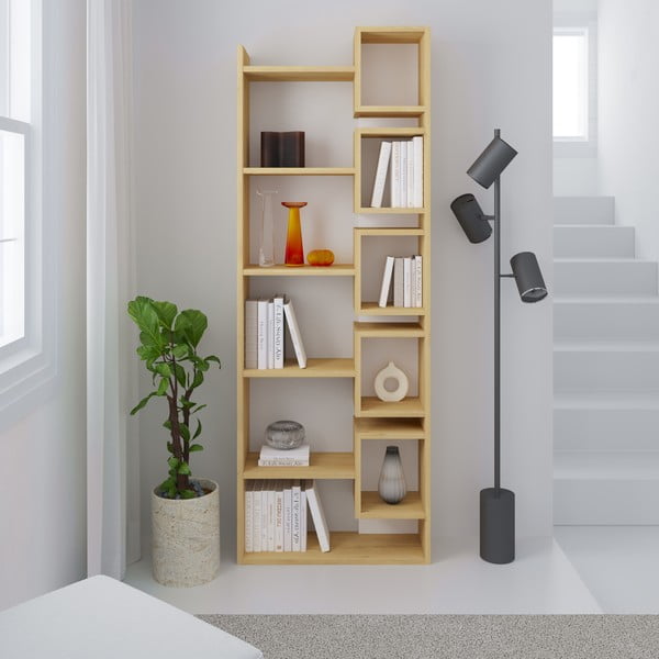 Valge-puiduvärvi tammedekooriga raamaturiiul 60x168,5 cm Eladi - Marckeric-image-4