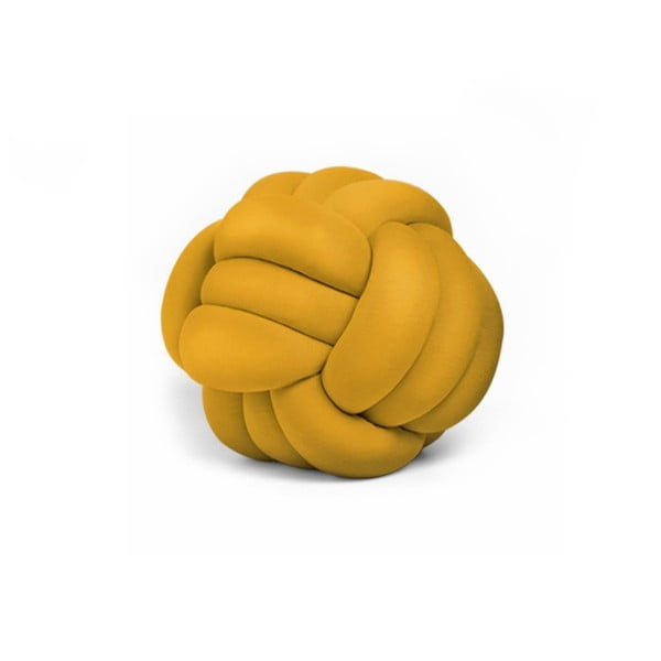 Hořčicově žlutý polštář Knot Decorative Cushion, ⌀ 30 cm