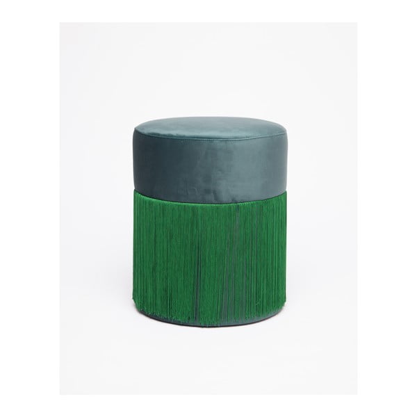 Zelený puf se sametovým potahem Velvet Atelier, ø 36 cm