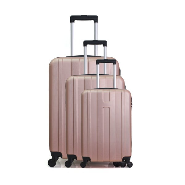 Sada 3 růžových cestovních kufrů na kolečkách Hero Atlanta