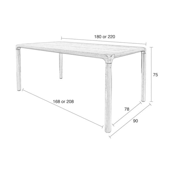 Must söögilaud , 220 x 90 cm Storm - Zuiver-image-2