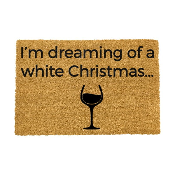 Must looduslik kookosmatt , 40 x 60 cm White Wine Christmas - Artsy Doormats