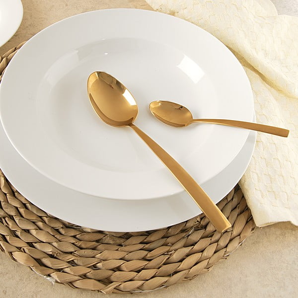 24-osaline kuldne roostevabast terasest söögiriistade komplekt Gold - Orion-image-4