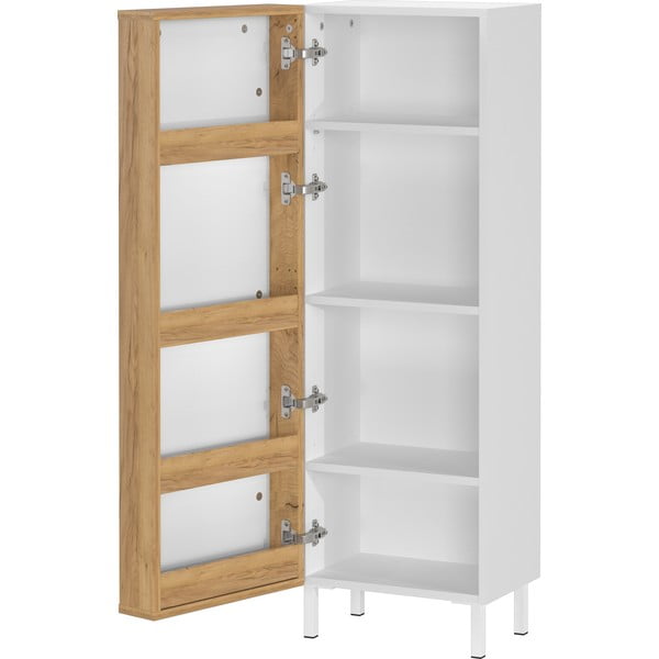 Valge kõrge/kitsas vannitoakapp 39x120 cm Topeka - Germania-image-3