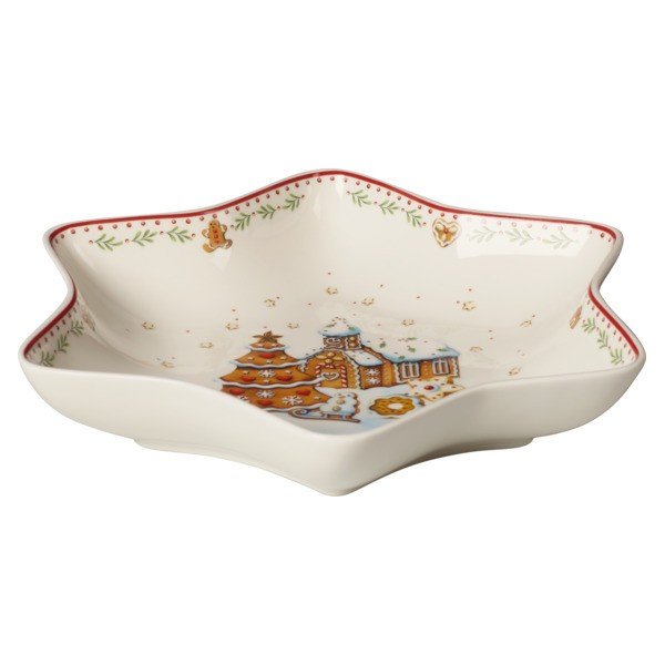 Punasest ja valgest portselanist serveerimiskauss jõulutähega Villeroy & Boch , 24,5 x 24,5 cm Gingerbread Village - Villeroy&Boch-image-2