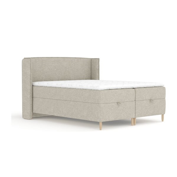 Helehall boxspring-voodi koos panipaigaga 200x200 cm Monpelli - Maison de Rêve