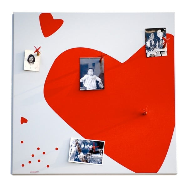 Magnetická nástěnka dESIGNoBJECT.it Red Heart, 50 x 50 cm 
