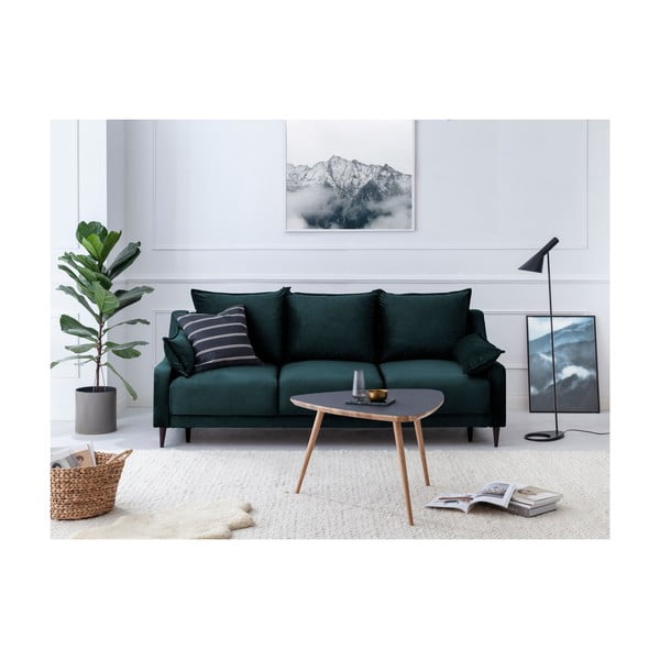 Sini-roheline sametne voodisohva koos panipaigaga , 215 cm Freesia - Mazzini Sofas-image-4