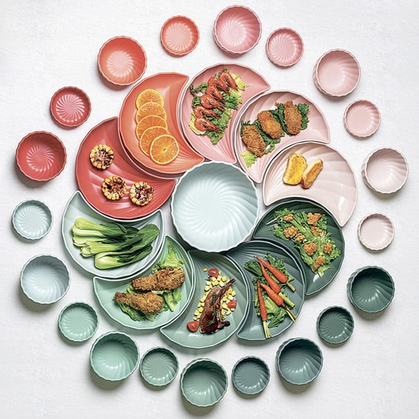 Kivikeraamikast serveerimiskomplekt 5tk Palmarosa pink - Villa Altachiara-image-1