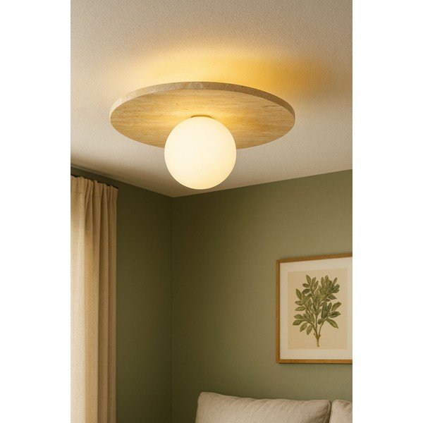 Beež kivist laelamp klaasist varjuga, ø 12 cm Hilde - Opviq lights-image-2