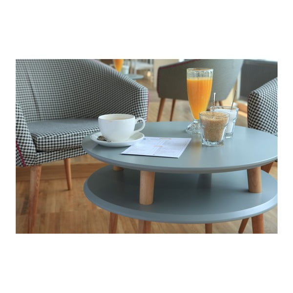 Tumehall naturaalsete jalgadega kohvilaud UFO, Ø 70 cm - Ragaba-image-2