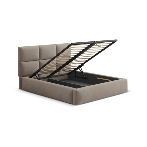 Helepruun polsterdatud kaheinimesevoodi, koos panipaiga ja restiga 180x200 cm Libera – Windsor & Co Sofas-image-3