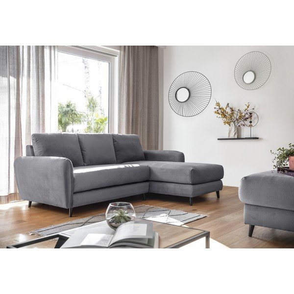 Helehall sametist nurgadiivan koos jalatoega , paremas nurgas Cosy Claire - Miuform-image-3