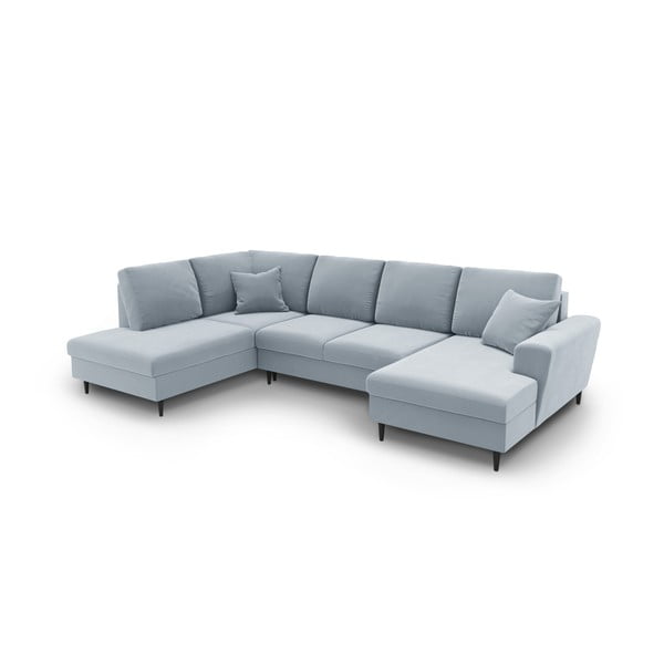 Helesinine sametist panipaigaga nurgadiivanvoodi (vasak nurk/"U"-kujuline) Kyoto - Cosmopolitan Design-image-1