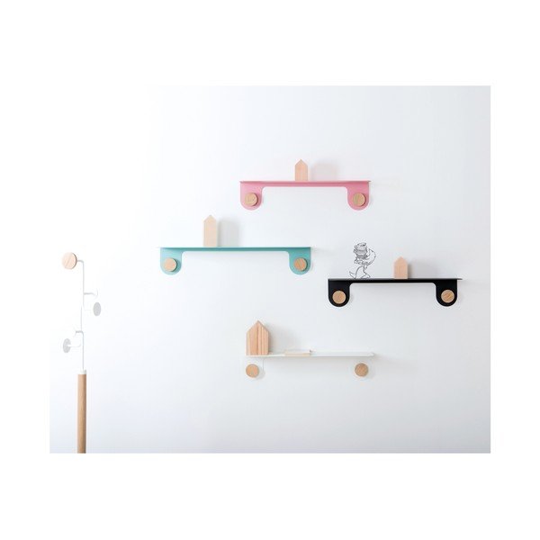 Mustast terasest seinariiul tammepuidust detailidega, 2 konksuga, pikkus 50 cm. Hook - Gazzda-image-3