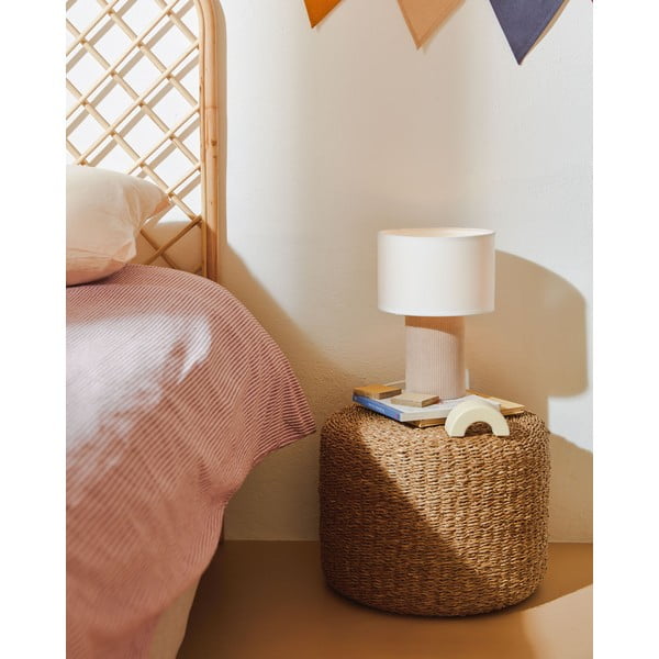 Valge-beež lauavalgusti tekstiilist varjuga (kõrgus 29 cm) Bianella - Kave Home-image-1