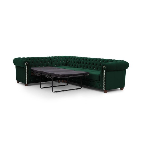 Roheline sametist nurgadiivanvoodi (vasak nurk/L-kujuline) York Blik - Ropez-image-2