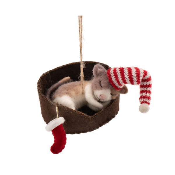 Tekstiil-jõuluehe, 12,5 cm Cat in Basket – Sass & Belle