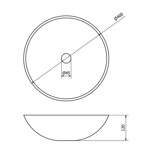 Kreem kivikeraamikast ümmargune valamu ø 40 cm Blok 1 - Sapho-image-3
