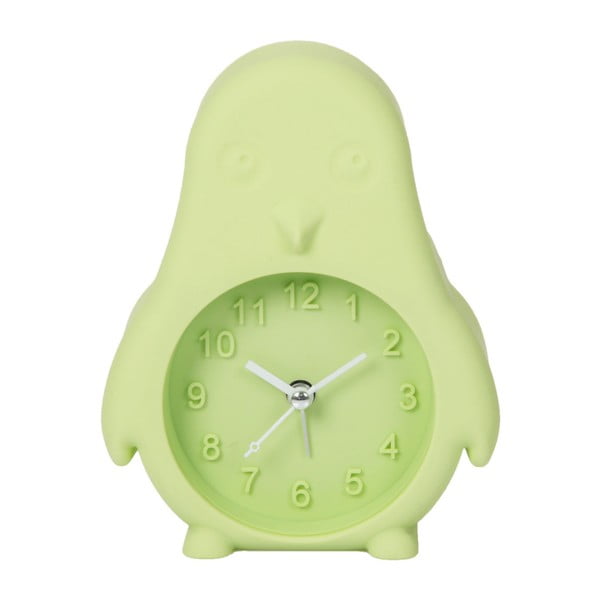 Světle zelené hodiny s budíkem Just 4 Kids Green Penguin