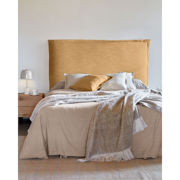 Kollane olsterdatud voodipeats 186x106 cm Tanit - Kave Home-image-1