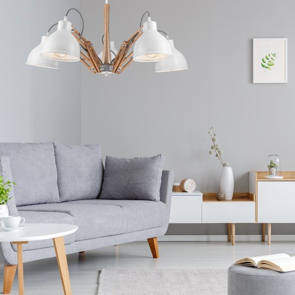 Valge-pruun laevalgusti metallist varjuga ø 15 cm Marcello - LAMKUR-image-1