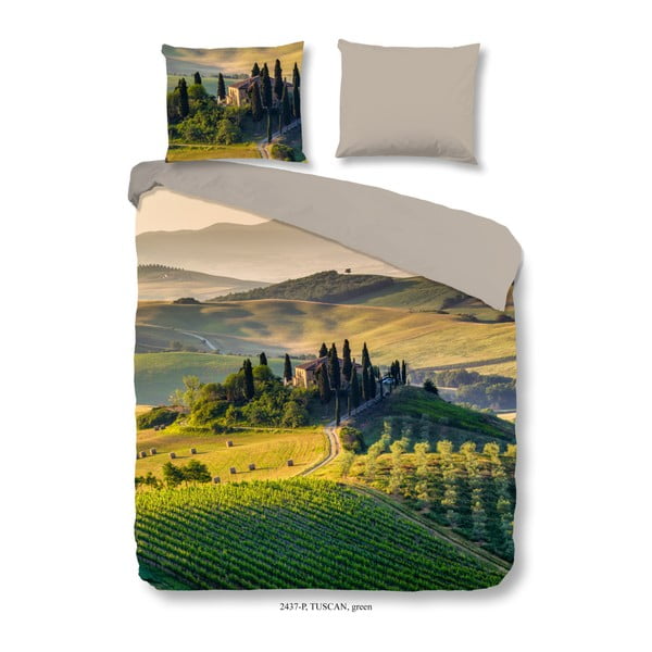 Bavlněné povlečení na dvoulůžko Good Morning Tuscan Green, 200 x 240 cm