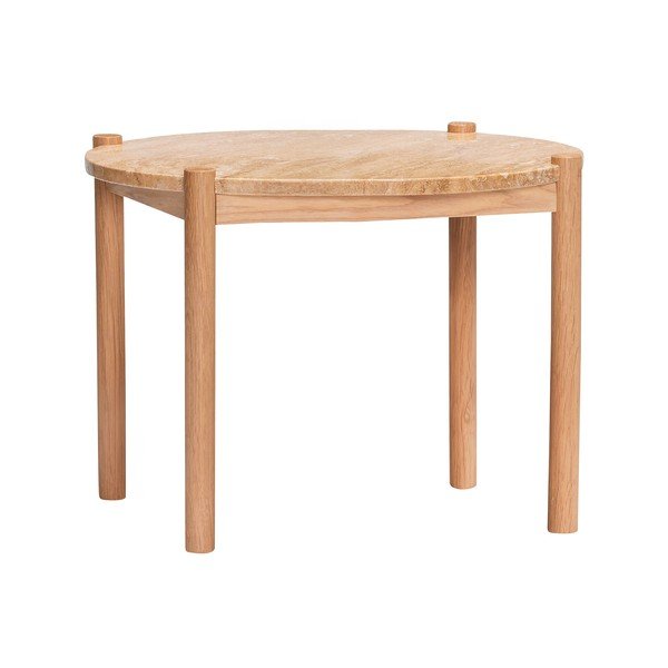 Ümmargune kiviplaadiga diivanilaud ø 60 cm Trava - Hübsch